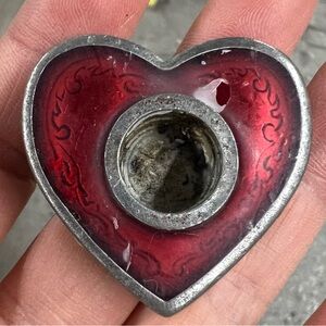 Danforth Fine Pewter Heart-Shaped Tea Candle Holder – Made in USA – Lion Emblem